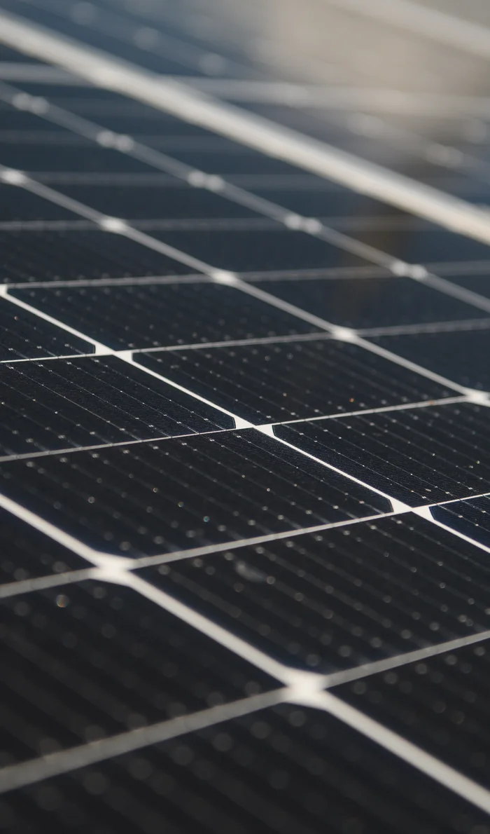 Close detail of solar panel cells