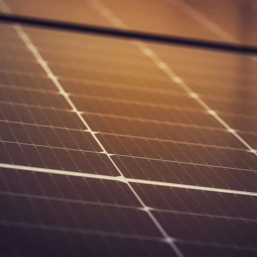 Close detail of monocrystalline solar panel cells