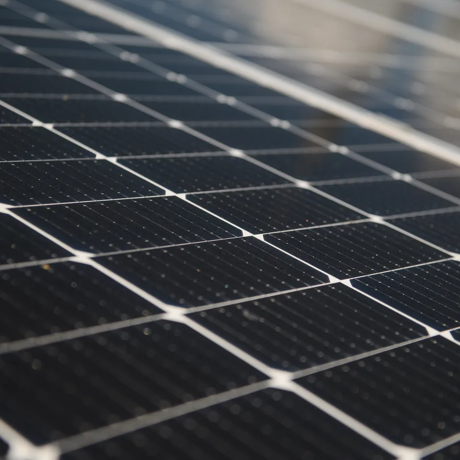 Close detail of monocrystalline solar panel cells