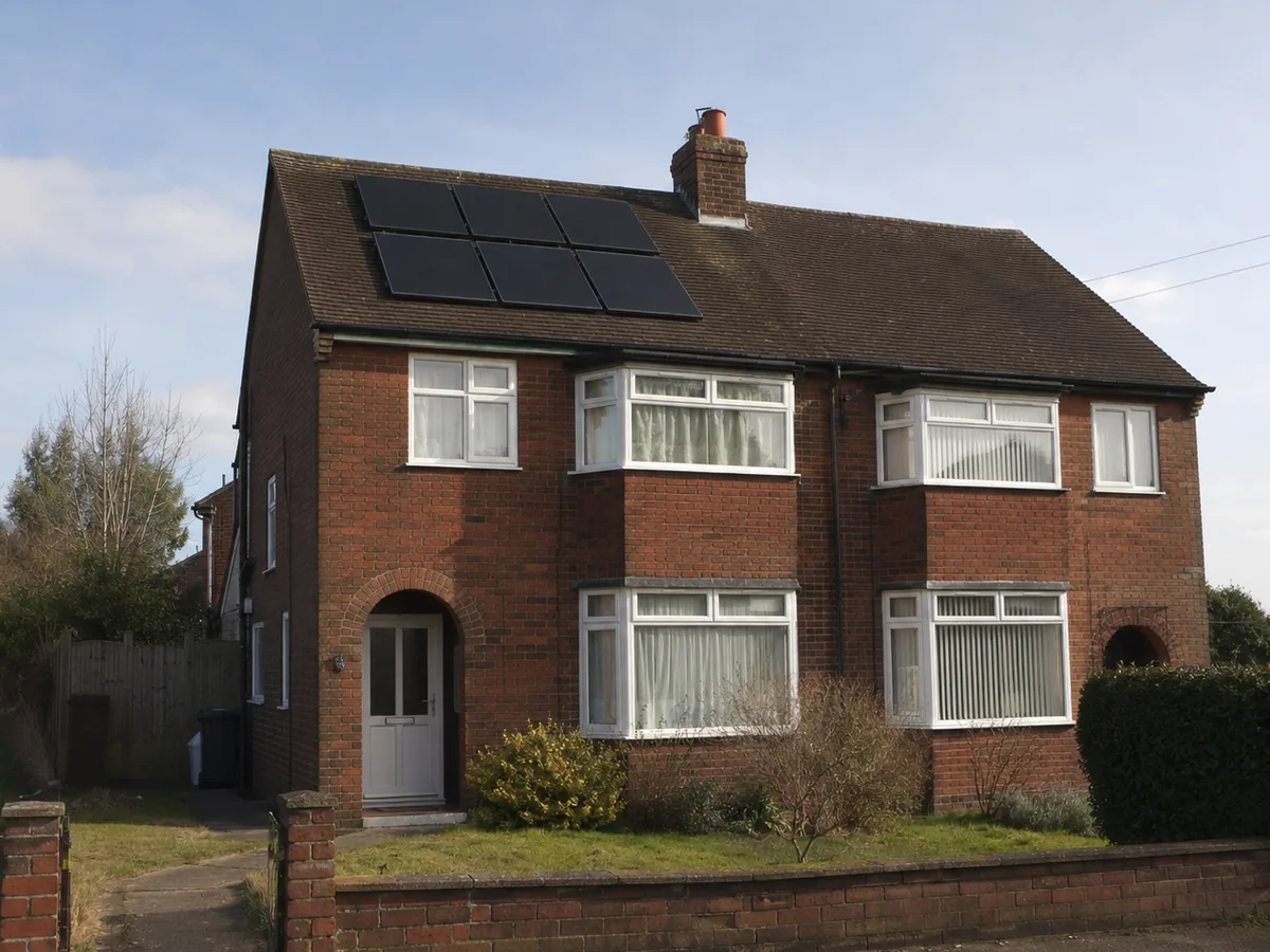 Solar panels installed on the roof of a 1930s semi-detached home