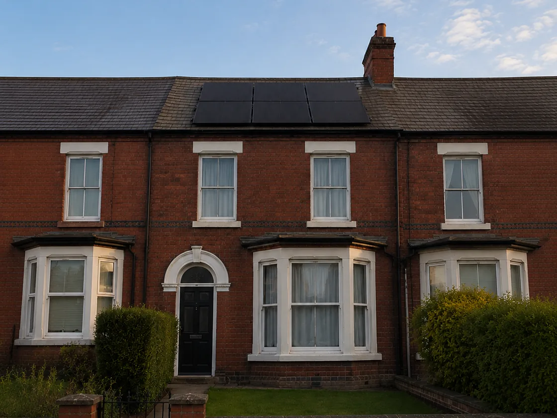 Red brick Victorian terraced houses on a residential street